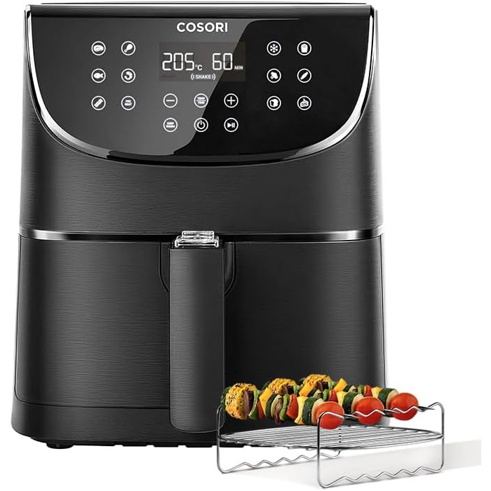 COSORI Air Fryer, 11-in-1 Air Fryer XXL 5.5L, Hot Air Fryer with Shake Reminder, 100 Recipes, 55 Percent Energy Saving, Dishwasher-Safe Baskets 5.5L Black