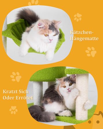 Кігтеточка-будинок для котів з квітами, 104 см, зелено-рожевий. Багатоповерхова кігтеточка з гамаком та будиночком.