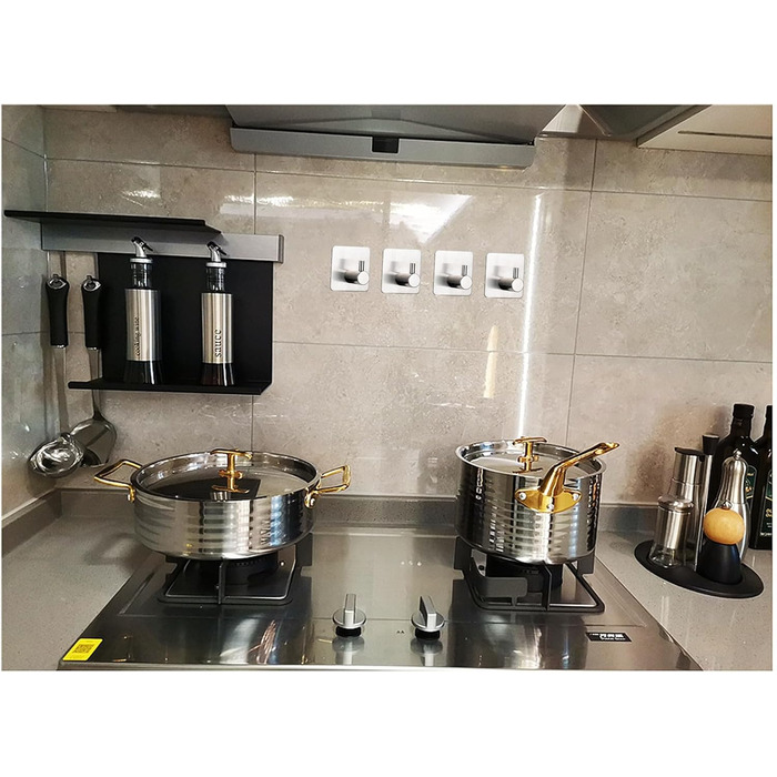 Набір гачків для рушників 6 шт. самоклеючі, з нержавіючої сталі, без свердління, для ванної, туалету, кухні, офісу (сріблясті)