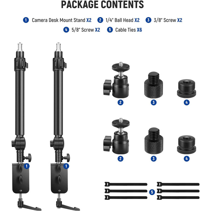 Тримач для камери NEEWER TL283 (ST-DR3560) - штатив для столу, мікрофонний важіль, підставка для DSLR, веб-камери, телефону, кільцеве світло