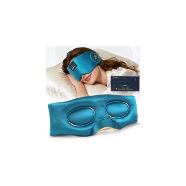 Маска для сну MUSICOZY Bluetooth з навушниками, шовкова 100% (шовк мульбері), 3D для зручного сну на боці, повна темрява, м'яка, дихаюча, акумулятор 14 годин, зелена