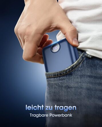 Power Bank 50000mAh з LED дисплеєм: Швидка зарядка 22.5W, 3 виходи USB та 2 входи, сумісний з iPhone, iPad, Android (Червоний)