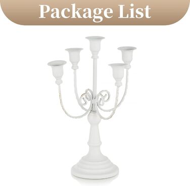 Sziqiqi Candelabra Candle Holders - 29.5 cm High, 5-Arm Candle Stand, Candle Holder for Taper Candles for Candlelight, Table Decoration, Christmas Mantel, White