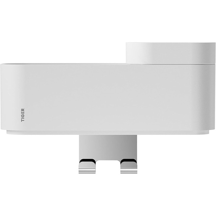 Tiger 2-Tier Bathroom Shelf with Integrated Toothbrush Holder and Hooks, Bathroom Shelf for Shower and Vanity to Store Bathroom Accessories, Color: White