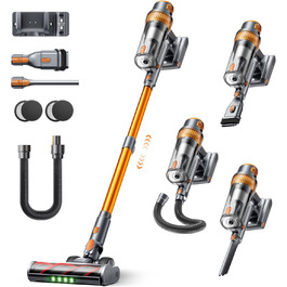 SMOTURE VAC04 Бездротовий акумуляторний пилосос, 50000 Па потужність всмоктування, 65 хвилин роботи, самостійна підставка, гнучкий шланг, щітка Anti-Tangle, док-станція для зарядки, для шерсті тварин, килимів та твердих поверхонь