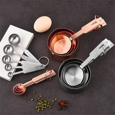 Measuring spoon, square handle, measuring cup, measuring spoon, kitchen for cooking (silver)