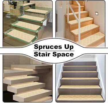 15 килимків на сходи 76x20 см, антиковзаючі, самоклеючі, для дітей, літніх людей та собак, машинне прання, з TPR-гумовою основою (Бежевий)