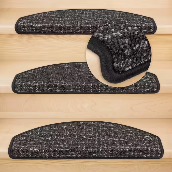 Kettelservice-Metzker Stair Treads, Stair Carpet Sonata, Half-Round, Anthracite, 16 Pieces