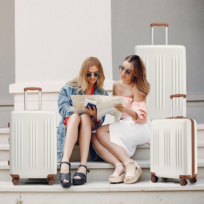 Набір валіз KONO: 3 шт. (55/65/75 см) з TSA-замком, розширювані, легкі, з 4 колесами