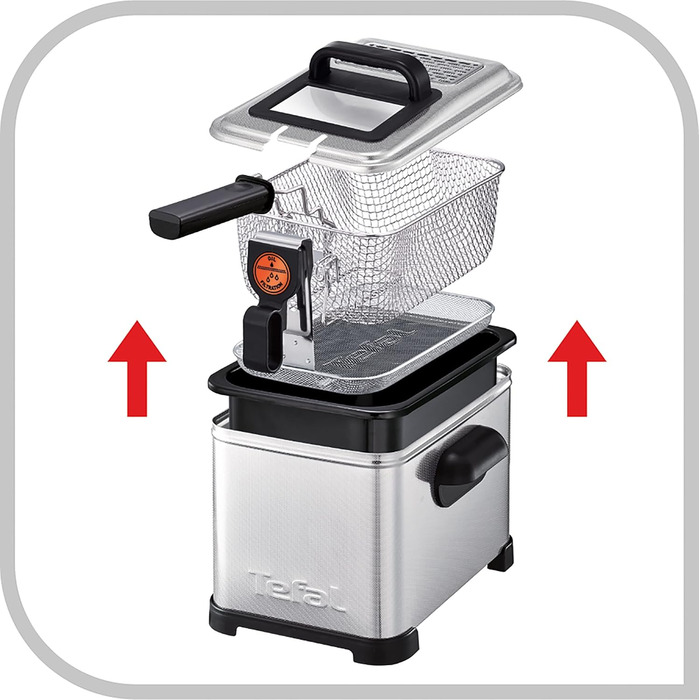 Tefal FR5160 Filtra Pro Electric Deep Fryer | 4 L Oil Capacity | Filter Basket for Cleaner Oil | Dishwasher-Safe Parts | Viewing Window | Adjustable Temperature Control | Black/Stainless Steel