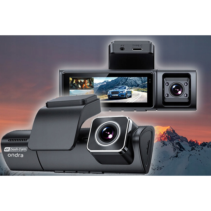 Автомобільний відеореєстратор Ondra XR170 4K UHD: 3 камери, GPS, Wi-Fi