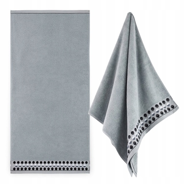 Великий банний рушник ZWOLTEX ZEN 2 з вишивкою, сірий, 450г, 70x140см