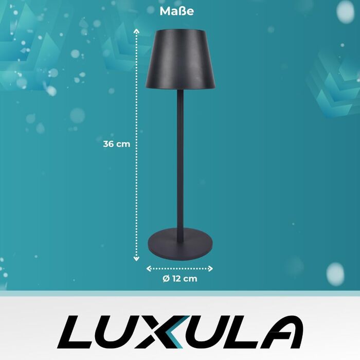 Світлодіодний настільний світильник LUXULA з димером, акумулятором та сенсорним керуванням - 3 кольори світла CCT - Бездротовий, для дому та вулиці, IP44, USB - Набір 2 шт.