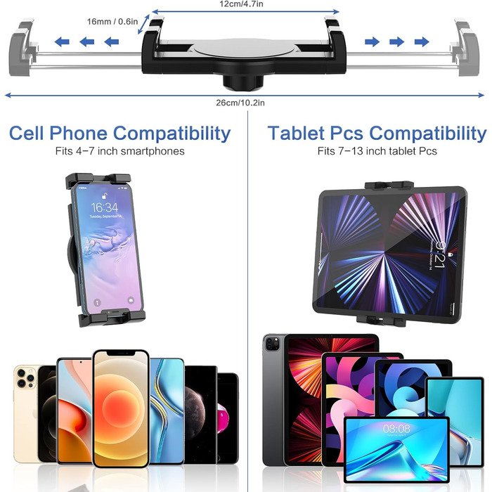 Універсальний тримач для планшетів та телефонів Oilcan 3 в 1: присоска, вентиляція, торпедо. Сумісний з iPad, iPhone, Samsung Galaxy, Fire та іншими пристроями 4-12.9 дюймів