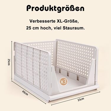 5 Foldable Plastic Storage Boxes, Drawer Box, Stackable Closet Organizer, Shelf Storage Box, Shelf Baskets Closet, Stackable Drawer Storage Boxes, for Kitchen Bedroom, White (5 Pcs XL)