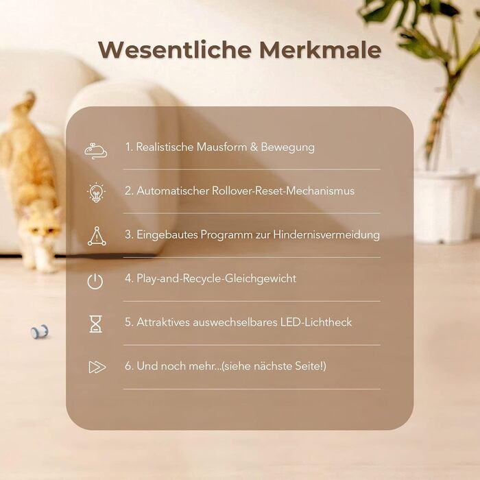 Cheerble Wicked Mouse – електрична іграшка для котів, USB-зарядка, LED, інтерактивна, синя