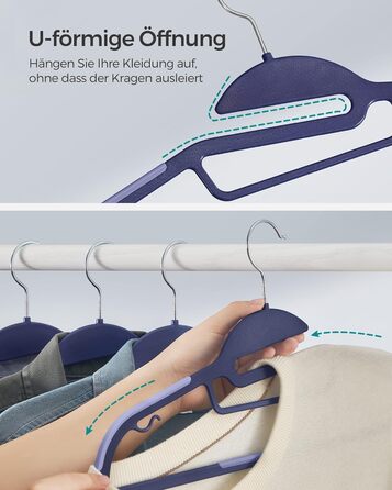 Плечики для одягу SONGMICS, 20 шт., пластикові, обертаються, сірі, для економії місця