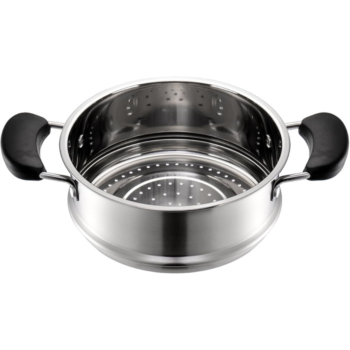ZENFUN Stainless Steel Steamer Pot with Basket, 1.6 Liter Soup Pot with Glass Lid, Mini Steamer Cookware with Handle for Vegetables, Sauce for Stove, Induction, Gas, Electric, Grill