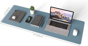 RENMTURE Килимок для миші з натуральної корку та PU-шкіри, двосторонній, 80 x 40 см, сірий, для офісу та дому, захист столу, неслизький, вологостійкий, легко чиститься