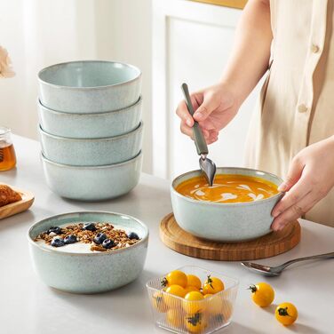 Набір мисок vancasso ANYA (48 шт.) з кераміки, 16.1 см, 840 мл, для мюслі, стійкі до подряпин, підходить для мікрохвильової печі та посудомийної машини (м'ятний колір)