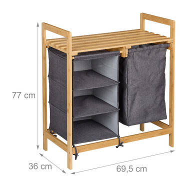 Relaxdays Laundry Basket Shelf with 3 Compartments