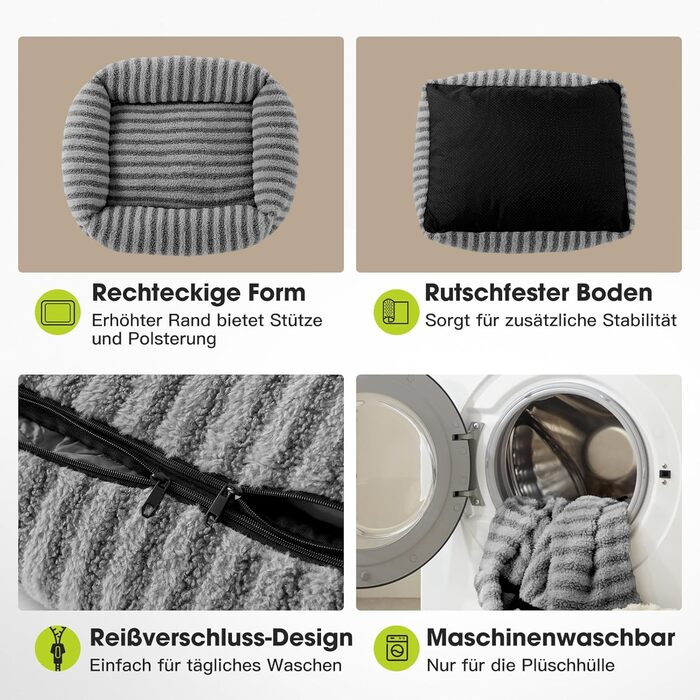 Лежанка для собак середнього розміру, сіра, 64x54x18 см, знімний, зручний, з підвищеними бортиками, з антиковзким покриттям