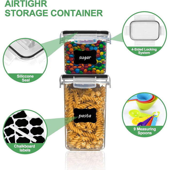Набір контейнерів для зберігання продуктів, 20 шт. з герметичними кришками, BPA-free, для кухні (крупи, борошно, цукор)