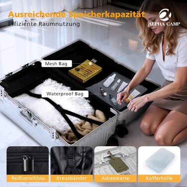 Чемодан ALPHA CAMP Trunk-XL (30 дюймів) з алюмінієвим каркасом та полікарбонатною оболонкою, TSA-замок, 93L, срібний
