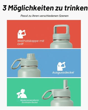 Термофляга Coolflask 710 мл зі сталі з трубою та 3 кришками, вакуумна ізольована пляшка для води для спорту та подорожей, Starry Indigo Black