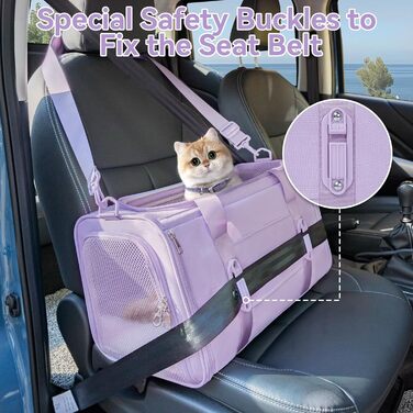 Транспортна сумка для кота Petsfit, дозволена авіаперевозками, розширювана, зелена, розмір S (45 x 28 x 28 см)