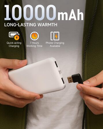 LABCOOL Обогрівальна куртка для чоловіків та жінок - флісова куртка з 6-зонним обігрівом та 3 рівнями температури - USB-живлення з Powerbank 10000mAh - можна прати в пральній машині, розмір M, колір зелений