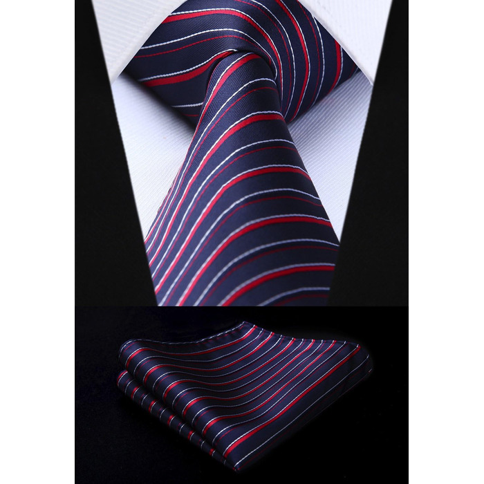 Набір краваток чоловічих HISDERN (5 шт.) з кишеньковим хустиною. Класичний елегантний аксесуар для весілля. Шовкові краватки та хустинки для чоловіків у подарунковій коробці.