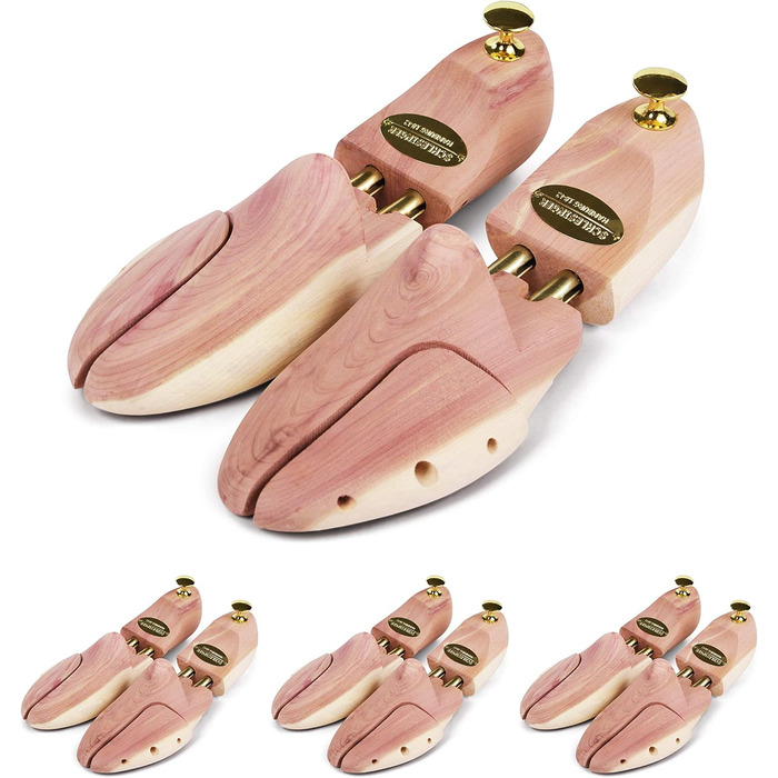 Schlesinger – 4 pairs of premium men's shoe stretchers made of high-quality cedarwood for optimal shoe care. Kaiser model. Size 35 – 52 in silver or gold.