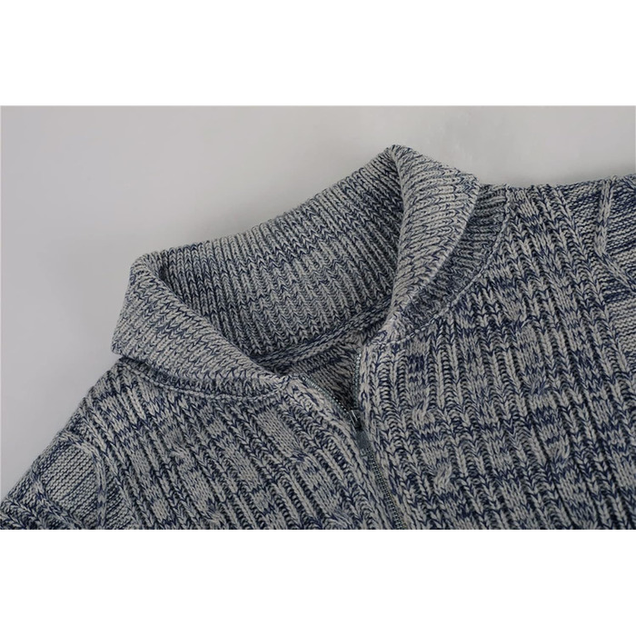 Чоловічий в'язаний кардиган Runcati з довгим рукавом, коміром та замком, з косими візерунками (XL, сірий)