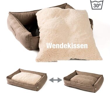JAMAXX Premium Orthopedic Dog Bed - Memory Foam, Washable, Reversible Cushion, Water-Repellent / Dog Basket, Soft Velvet-Like Sofa Fabric Dog Cushion, Dog Basket, PDB2002 (L) 120x90 Brown