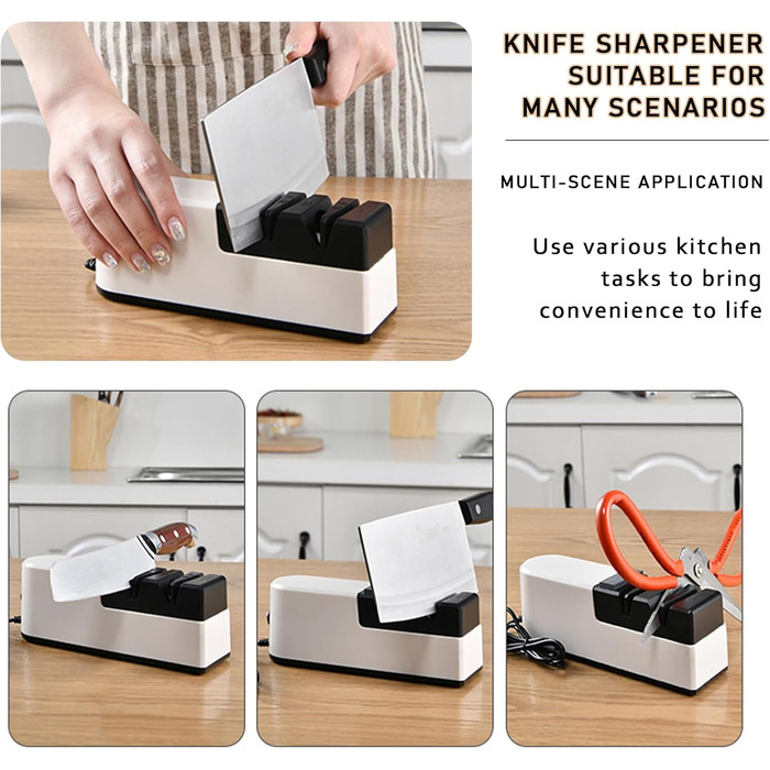 Електричний точилка для ножів 5 в 1: професійний набір для заточування ножів з прямою та зубчастою клинками, керамічних ножів