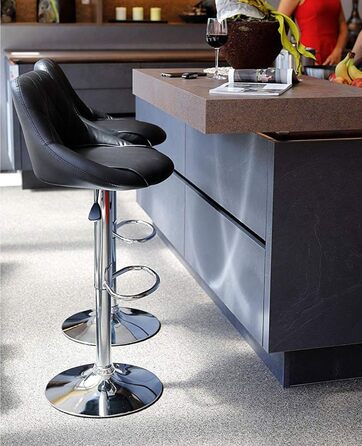 Dibea 2-Piece Swivel Bar Stool Set - Adjustable Height, 130kg Capacity, Black