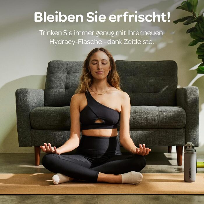 Пляшка для води Hydracy з соломинкою та міткою часу 2л - Сріблясто-сіра - BPA-free, спортивна, герметична, без конденсату