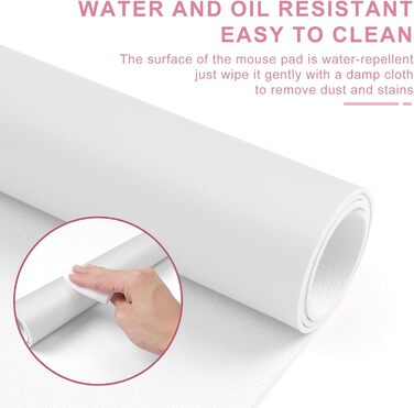 Підкладка під клавіатуру та мишу Zanfqvo 80x40 см - XXL з PU-шкіри, водонепроникна, антиковзаюча, для офісу/дому/ноутбука (біла)