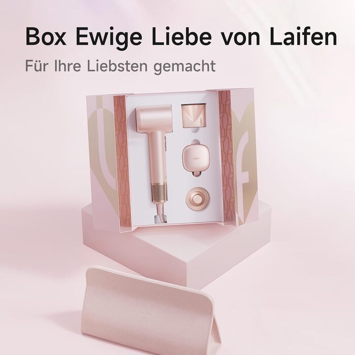 Фен Laifen з магнітною насадкою, 200 млн негативних іонів, 110 000 об/хв, Rosé Gold (Swift Premium)