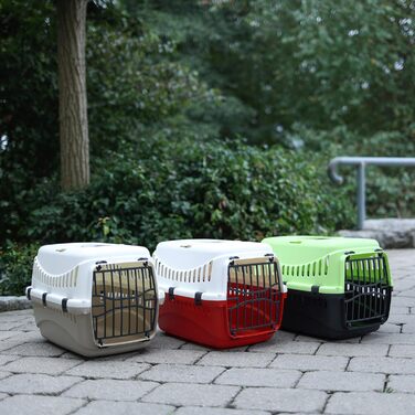 Транспортний бокс Kerbl Expedion для тварин (котів, собак, кроликів) з пластику 45x30x30 см, кремовий/бордовий