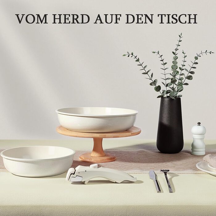 Набір посуду GiPP 11 предметів з антипригарним покриттям та знімною ручкою - для індукційних плит, підходить для духовки (білий)