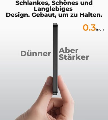 Power Bank KU XIU Magsafe 5000mAh: Тонкий, з підтримкою MagSafe, PD 20W, з кільцем-тримачем, чорний