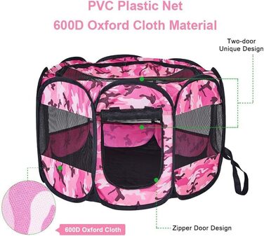 Клітка-манеж для собак та котів XianghuangTechnology, м'який матеріал, портативна, складана, 80 x 58 см (Камуфляж)