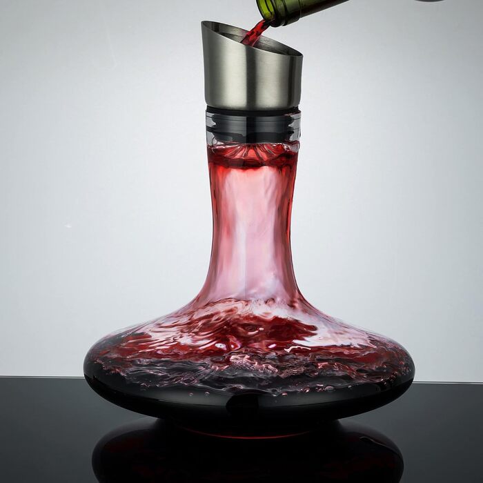 Wine Decanter with Integrated Aerator Spout & Filter, Decanter, Wine Decanter, Wine Aerator, Wine Decanter, Wine Gifts, 100% Hand-Blown Lead-Free Crystal Glass, Wine Accessories