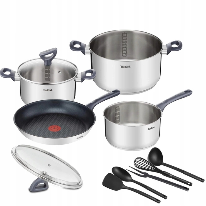 Набір каструль Tefal Daily Cook G713SB45 з нержавіючої сталі, 11 предметів