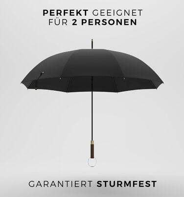 Sapor Design Umbrella Stick Umbrella Stormproof Auto-Open Windproof | XXL Large & Stable for 2 People Men & Women | Golf Umbrella Travel – 123 cm Ø Elegant Black - Modern