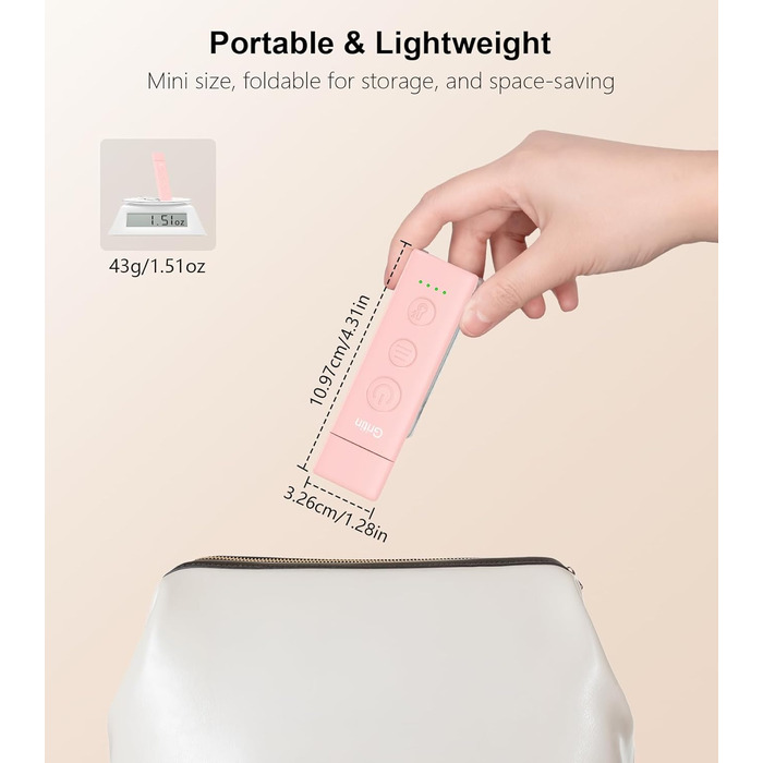 LED-лампа для читання Gritin з USB-зарядкою, кріпленням на книгу, регулюванням яскравості та кольору, для книголюбів (білий/рожевий)