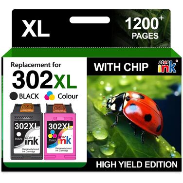 Картриджі Starink 302XL сумісні з HP 302 (чорний та кольоровий), Multipack для HP Envy 4520 4524 4525 4527, Officejet 3830 3831 3833 3834 4658, Deskjet 3630 3633 3636