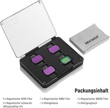 Набір фільтрів NEEWER ND та Black Diffusion для DJI Osmo Pocket 3: 4 шт. (ND16, ND64, ND256) + ефектний фільтр, аксесуари для об'єктива, оптичне скло HD